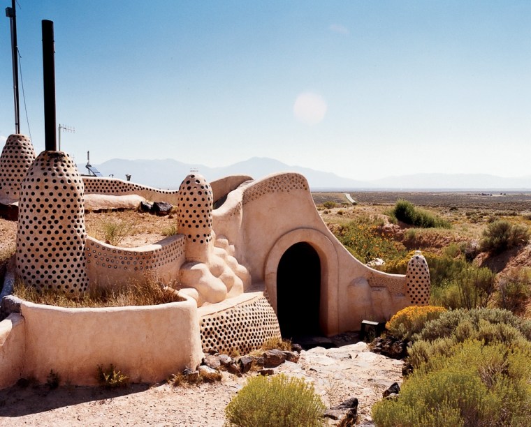 Visitors center for the Earthship World Headquarters.